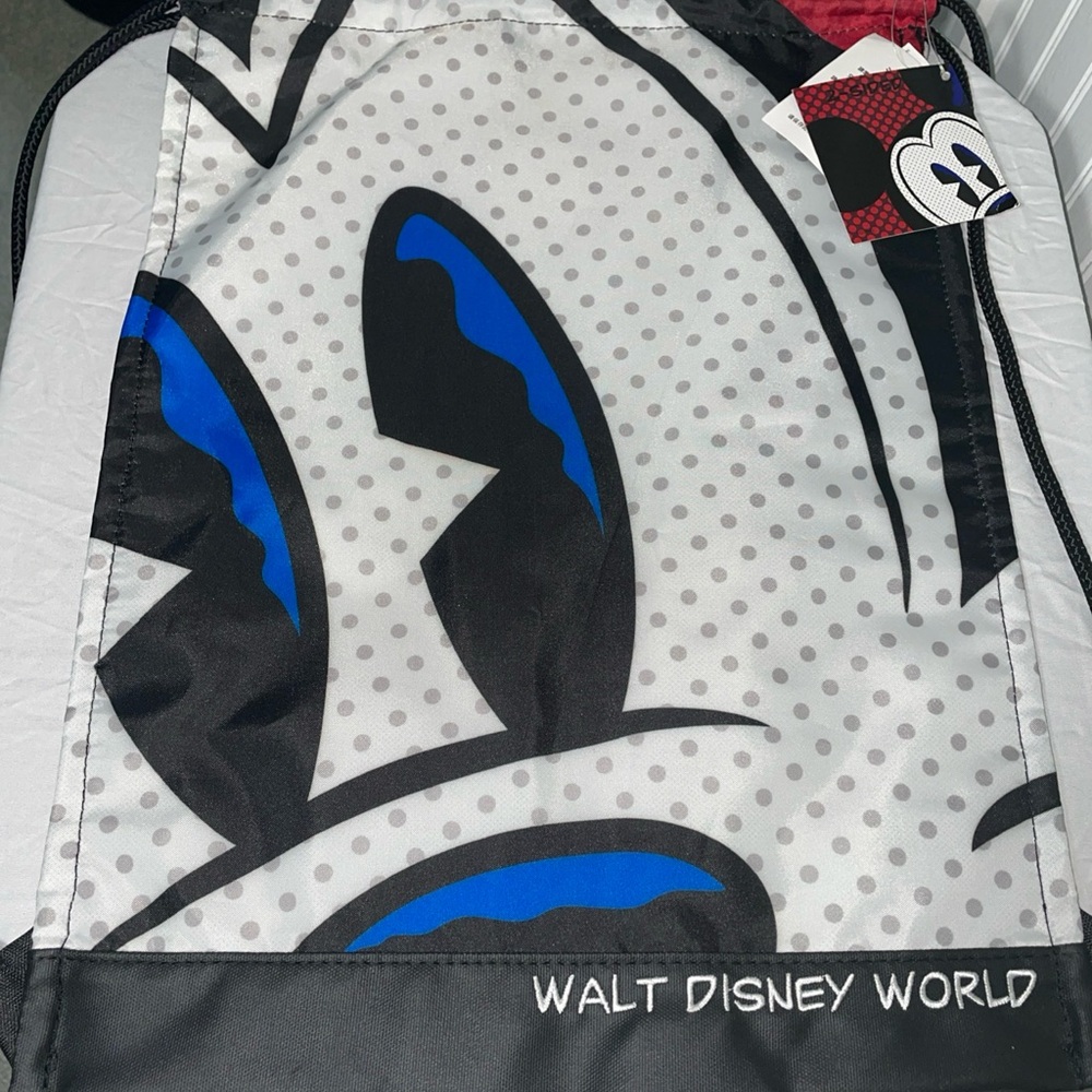 Walt Disney World Pop Mickey & Minnie Mouse  Faces Drawstring Cinch Backpack NWT